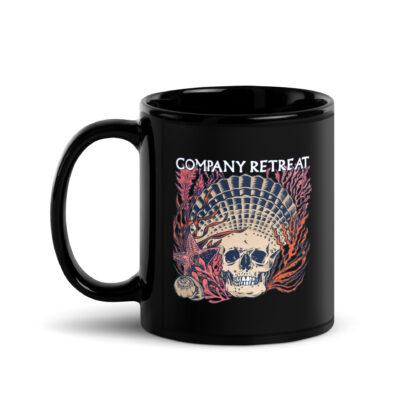 Company Retreat – Seashell Skull – 11oz Mug – Glossy Black - Image 2