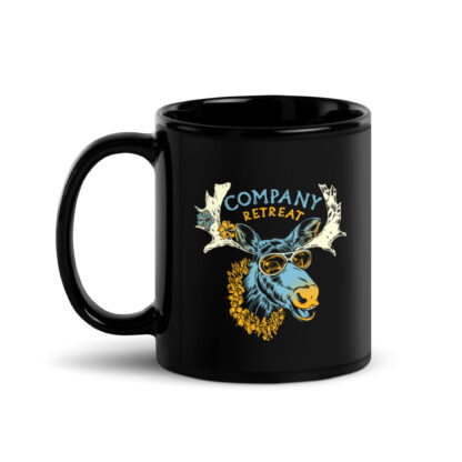 Company Retreat – Tropical Moose – 11oz Mug – Glossy Black - Image 2