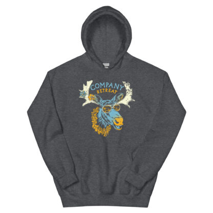 Company Retreat – Tropical Moose – Unisex Pull-Over Hoodie – 2 Color Options - Image 2